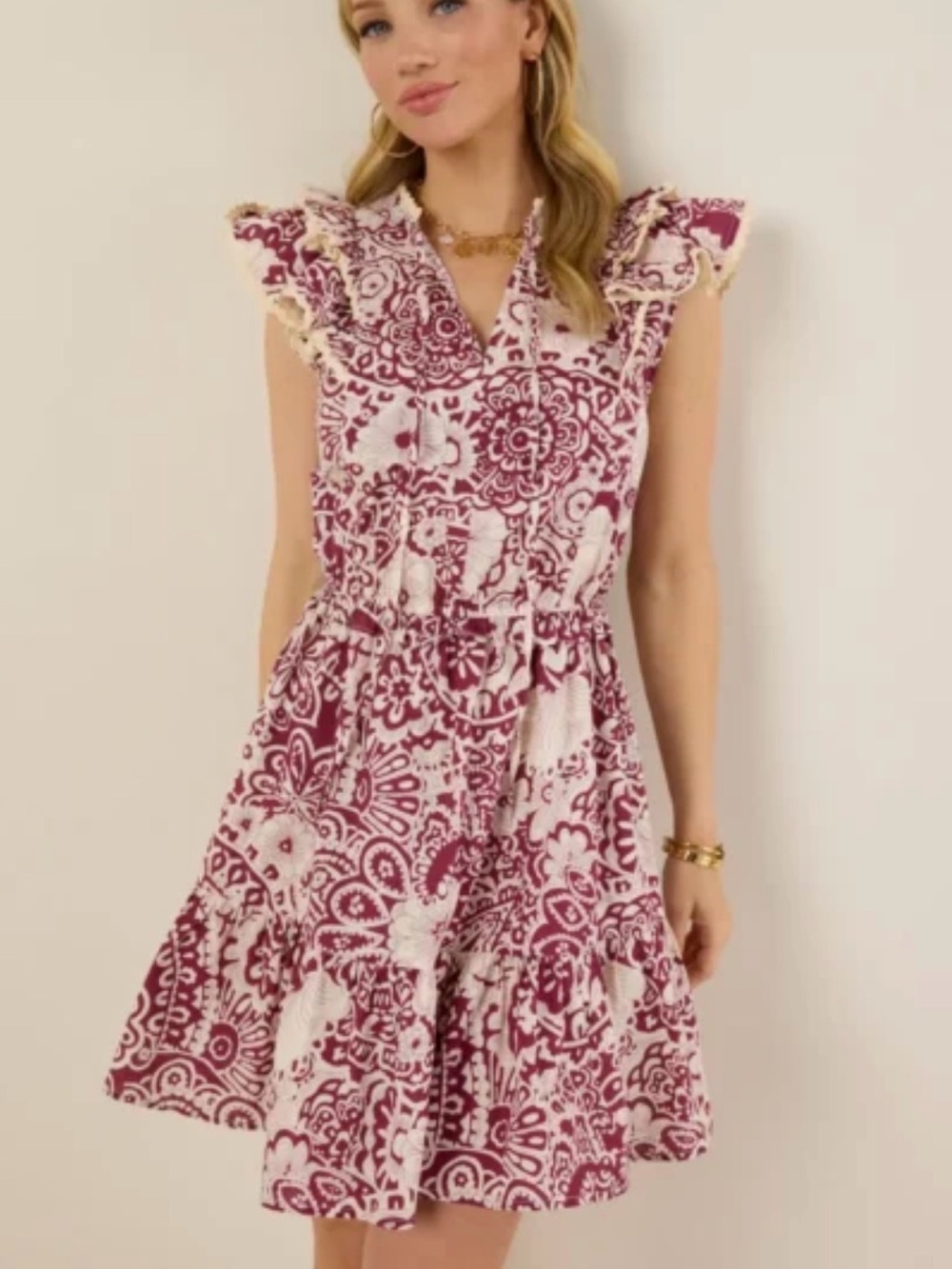 NWT AVARA Maren Dress Plum Purple Floral 100% Cotton Womens Large